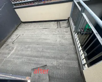Balcony with a finished grey surface