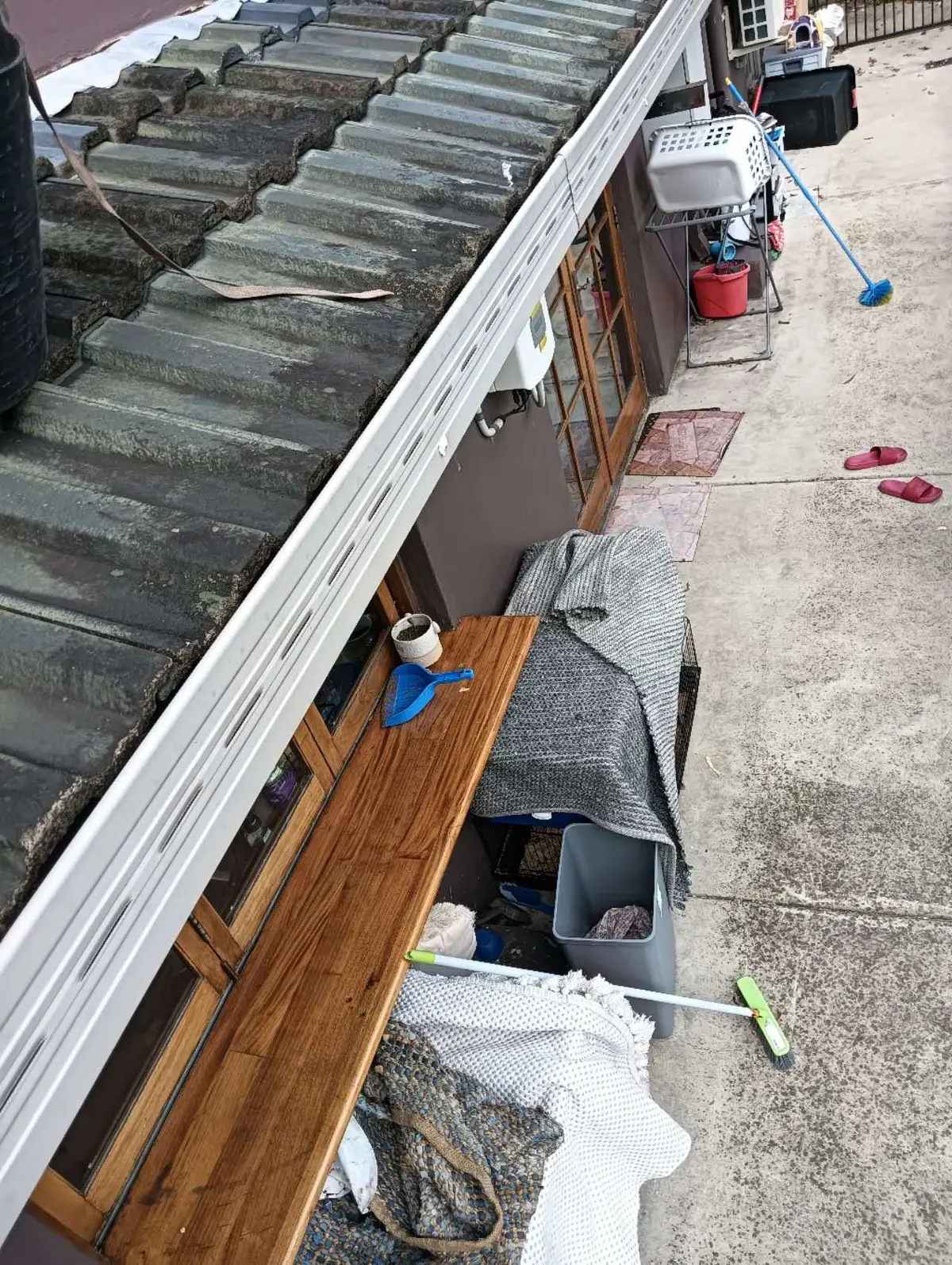 Residential gutter line and roof access area